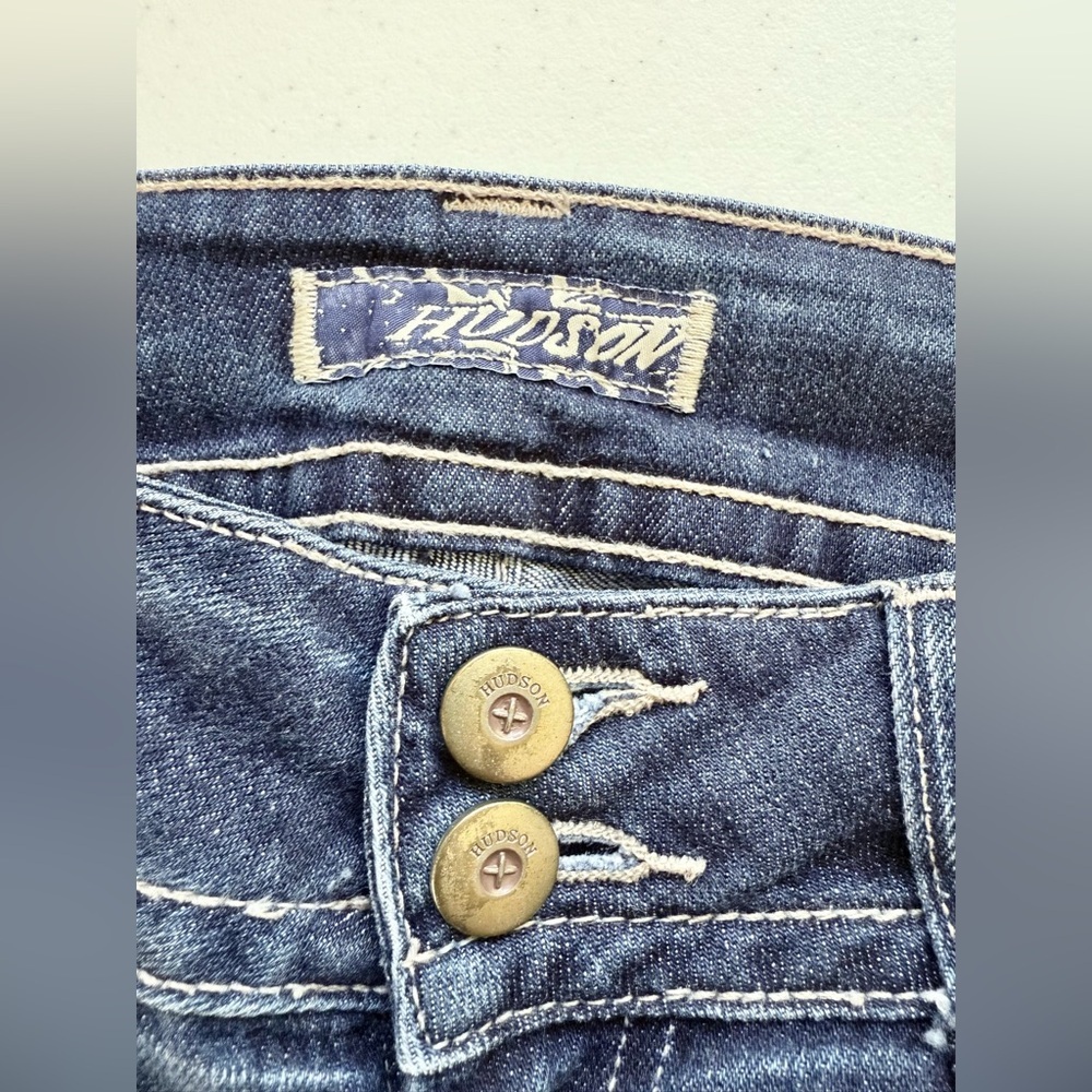 Hudson Bootcut Low Rise Jeans With Double Button Closure And Flap Back Pockets - Picture 11 of 15